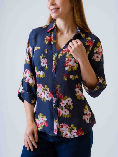 CAMISERA M/L FLORAL 2 BOLSAS