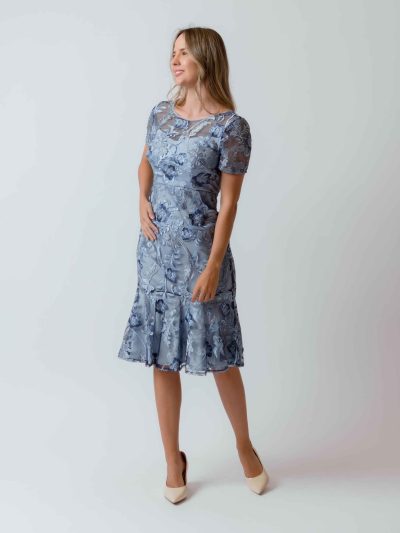 VESTIDO M/C ESTAMPADO BORDADO