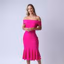 VESTIDO STRAPLE ORILLA VUELOS