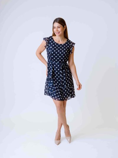VESTIDO M/C LUNARES HILO BRILLANTE