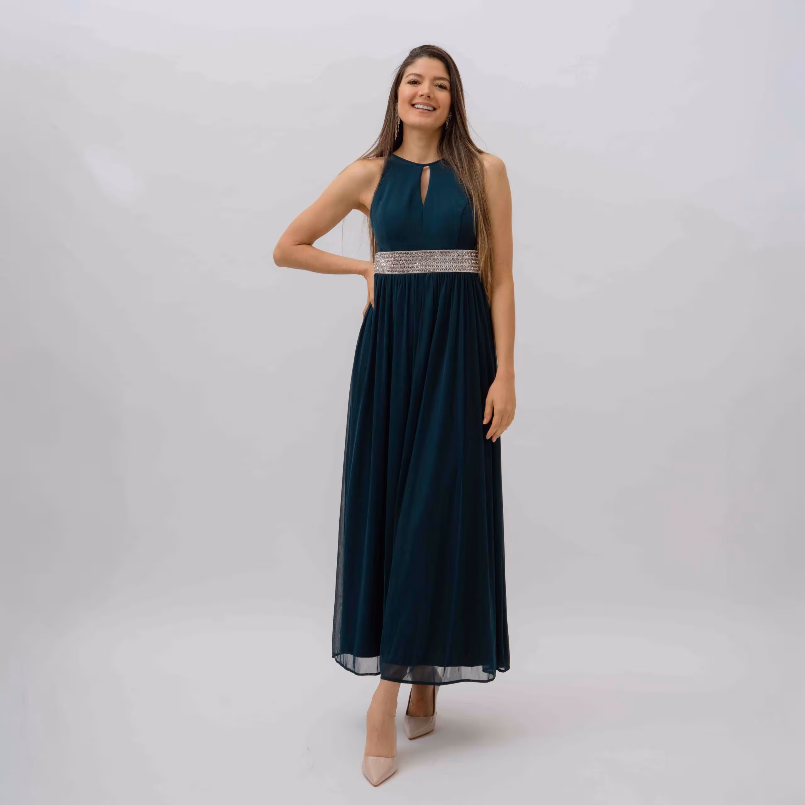 VESTIDO S/M CON BRILLANTES