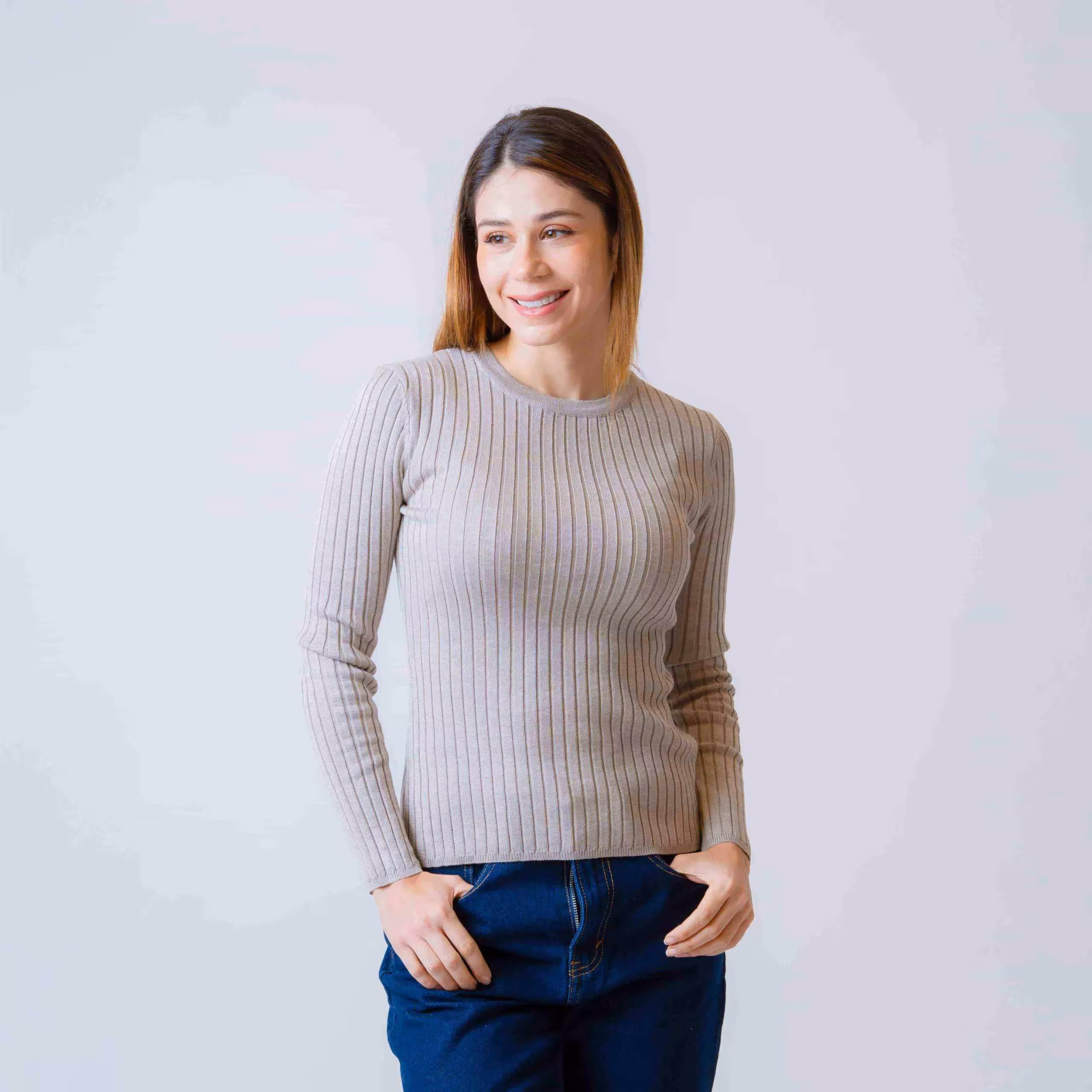 BLUSA M/L TEJIDA CUELLO REDONDO