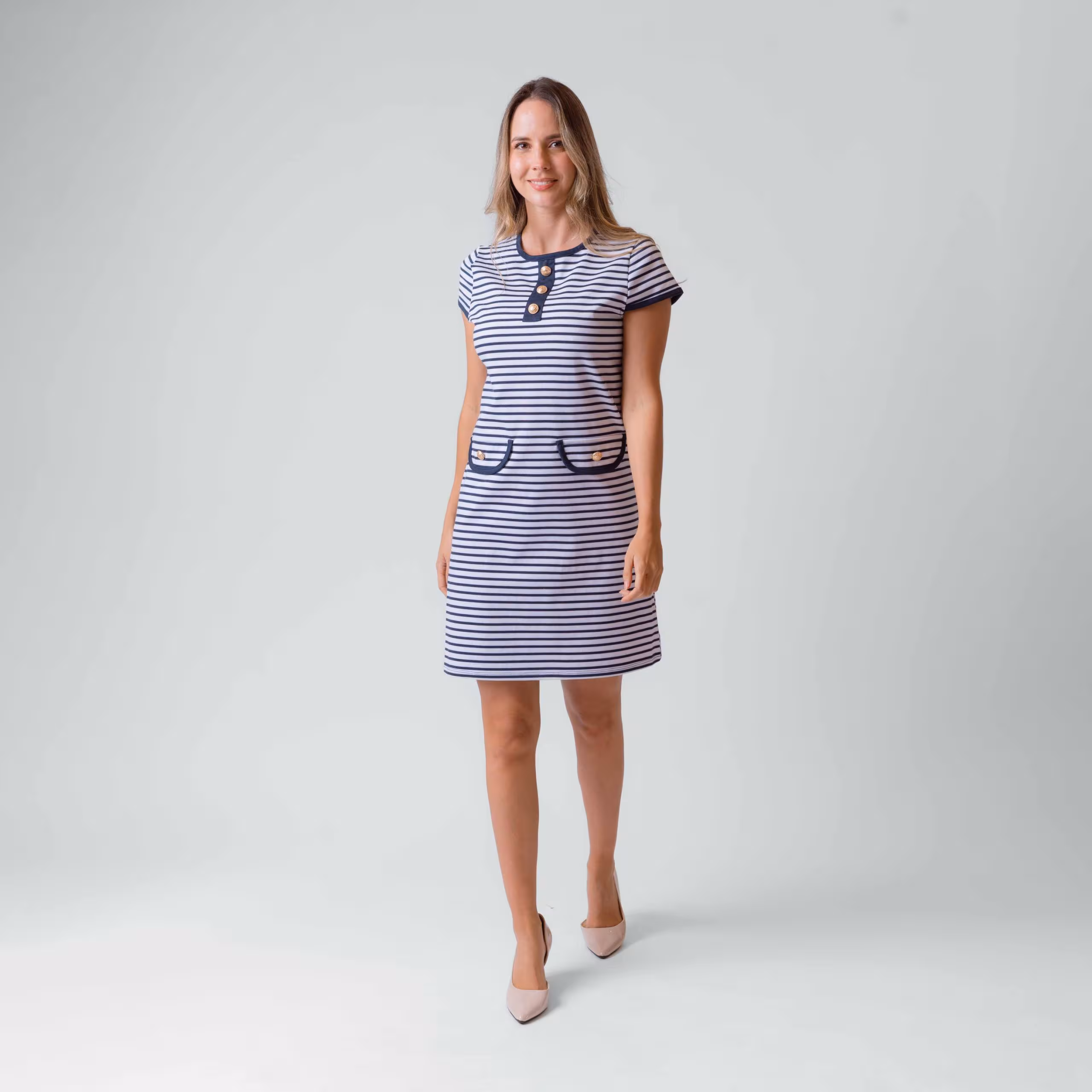 VESTIDO M/C RAYADO
