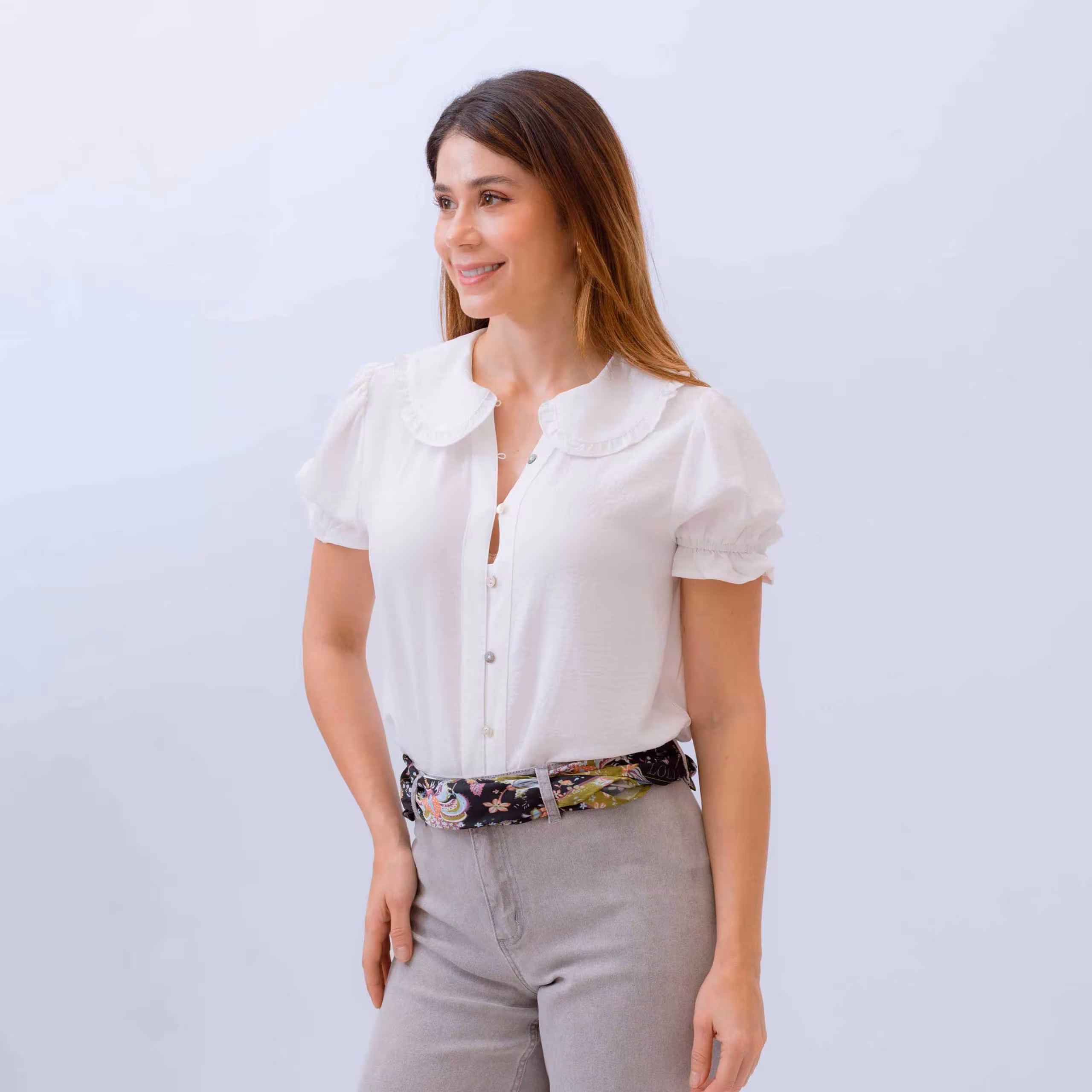 BLUSA M/C VUELOS F/BOTONES