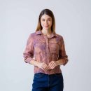 BLUSA M3/4 ESTAMPADA PALMAS 2 BOLSAS