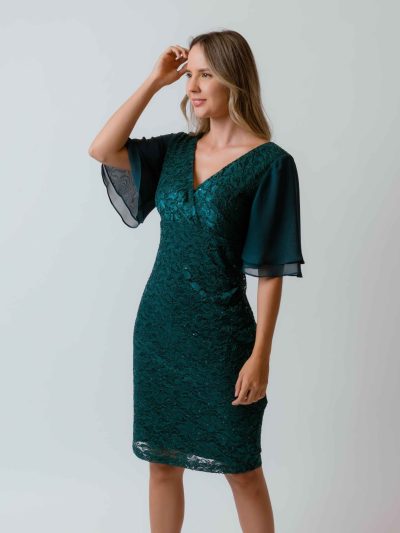 VESTIDO M/C ENCAJE LENTEJUELA