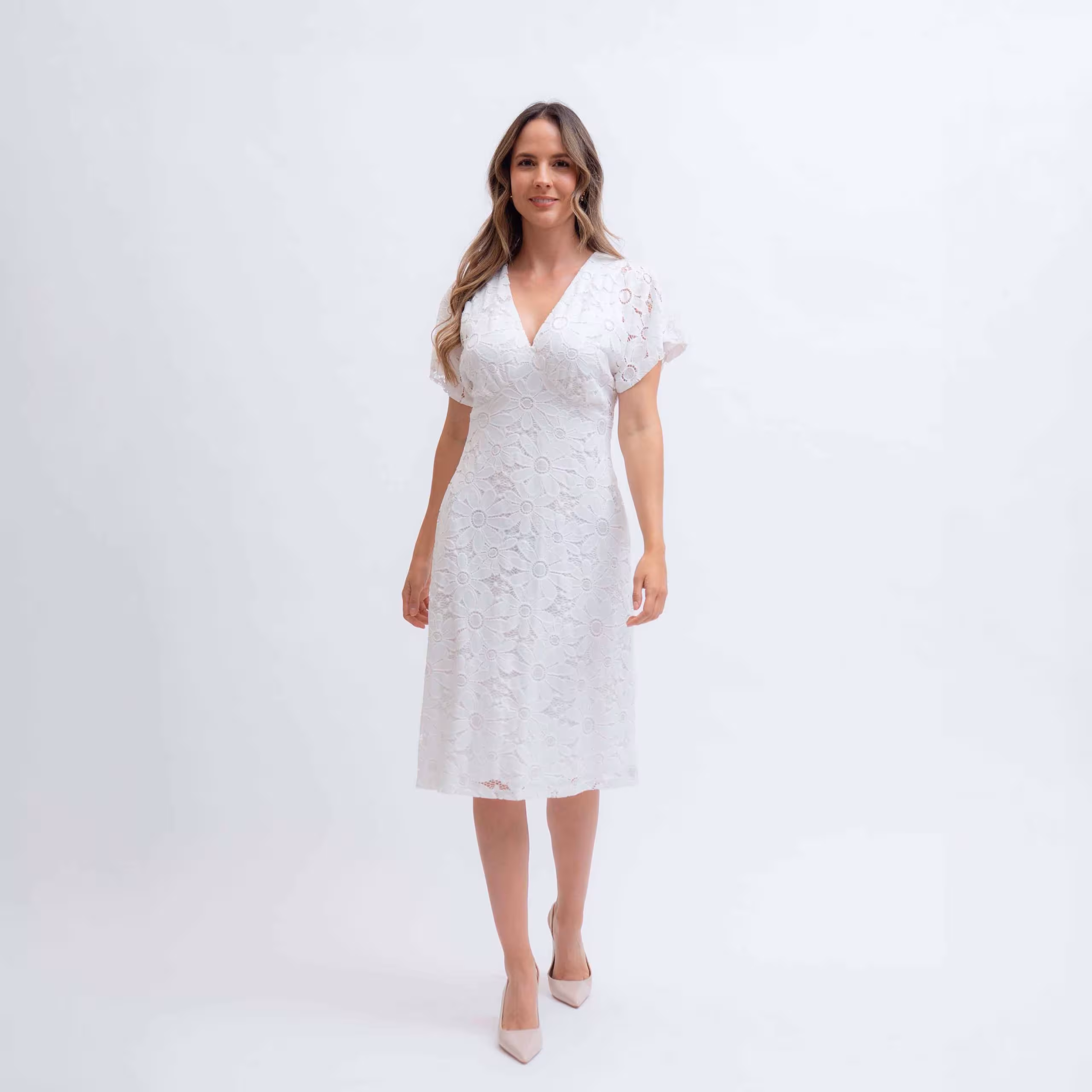 VESTIDO M/C ENCAJE