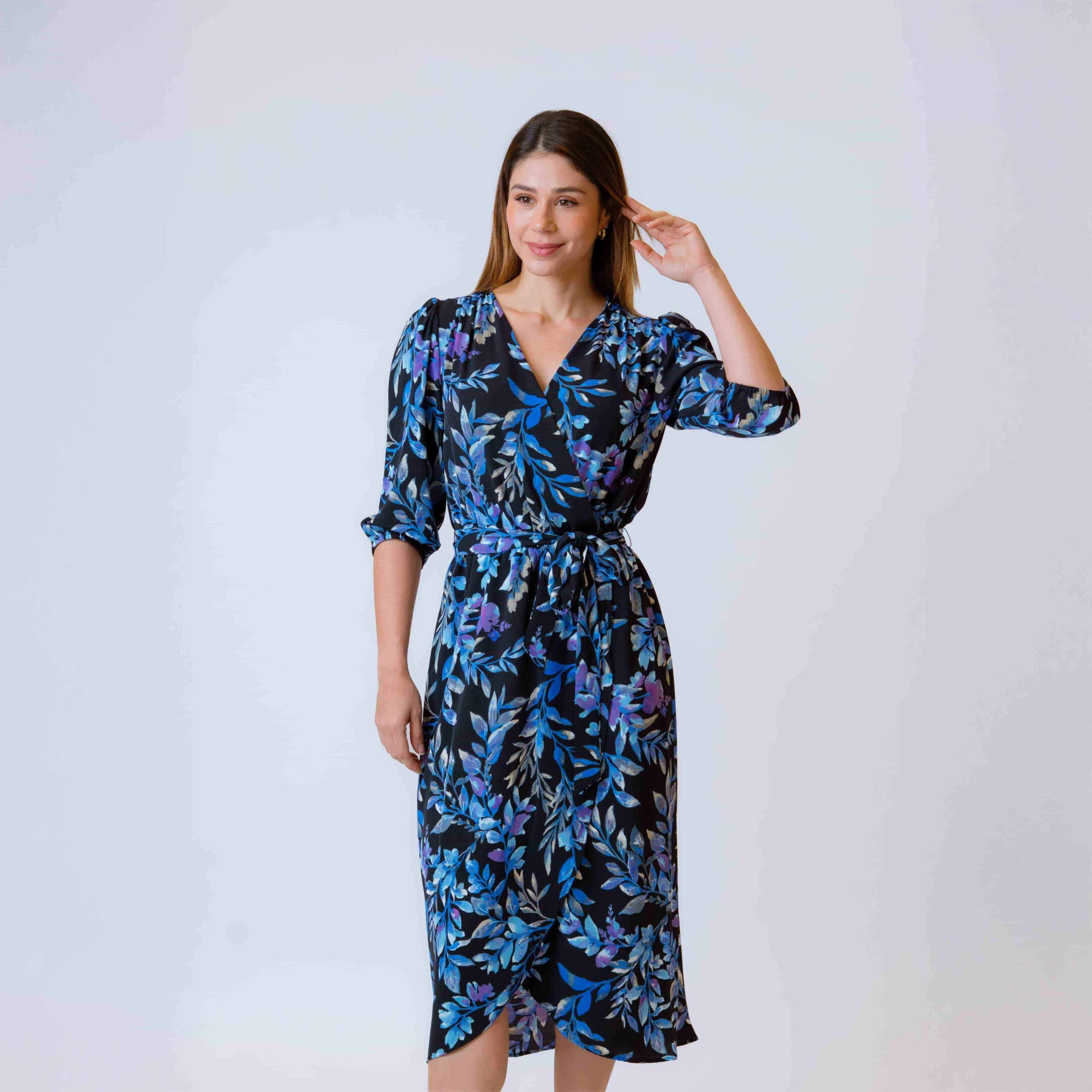 VESTIDO M/L ESTAMPADO C/V