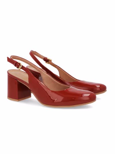 SLINGBACK EM COURO VERMELHO
