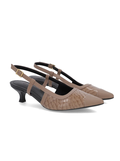 SLINGBACK EM COURO CROCO
