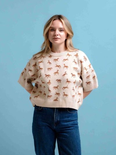 BLUSA M/C TEJIDA ESTAMPADA