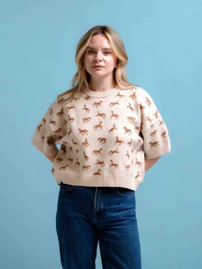 BLUSA M/C TEJIDA ESTAMPADA
