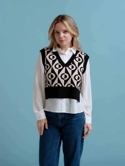 BLUSA CHALECO M/L GEOMETRICO