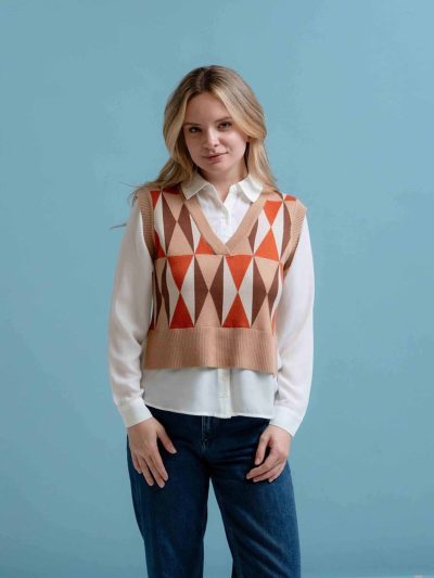 BLUSA CHALECO M/L ROMBOS